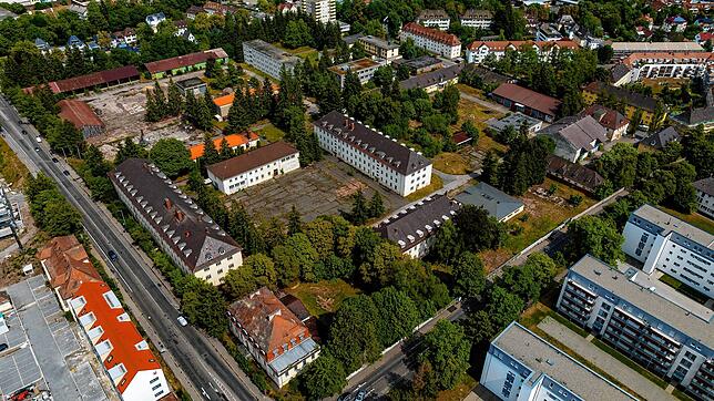 Blick auf das künftige Wohn- und Verwaltungsquartier Oberer Brühl, dem ehemaligen Kasernengelände Mangin. Im Herbst sollen umfangreiche ...