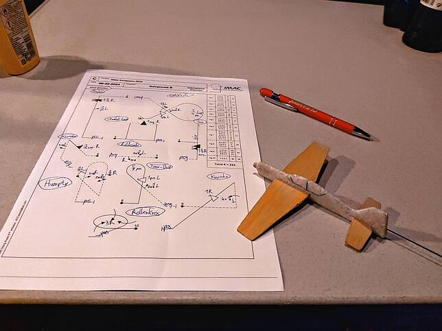Das Bild zeigt ein Figurenprogramm bei der Europameisterschaft 2021. Der Kugelschreiber ist für Notizen und ein kleines Flugzeug zur ...