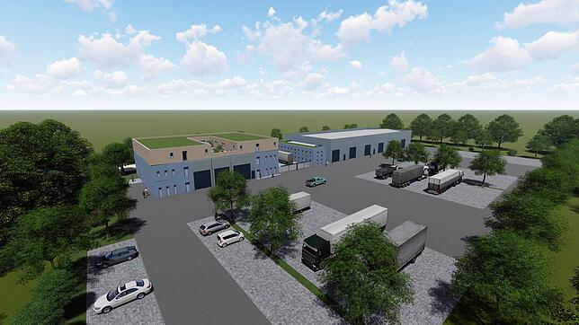 So könnte das Projekt im Stühlinger Sulzfeld mit einem Motel für Lastwagenfahrer, Parkplätzen, Werkstatt, Waschanlage und Büroräumen ...