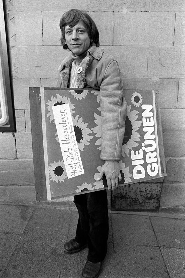 Kopf der frühen Südwest-Grünen: Wolf Dieter Hasenclever 1980 im ersten Wahlkampf. Heute ist Hasenclever parteilos und Professor für ...
