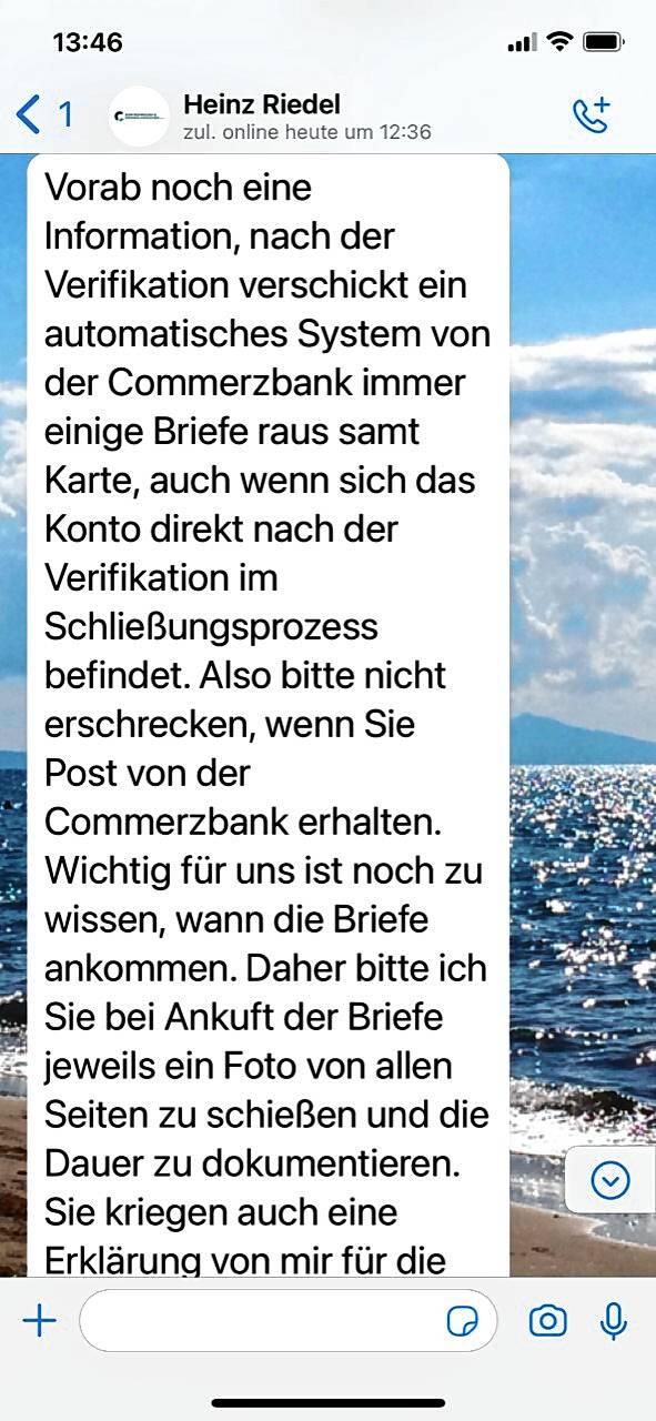 Der Kontakt mit dem angeblichen Teamleiter läuft komplett über Whatsapp.