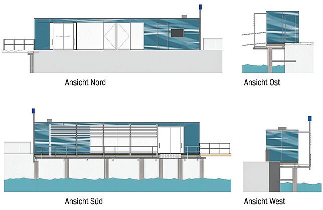 Bild 1: Die Katamaran-Wartehalle im Konstanzer Hafen wird umgebaut. So soll sie zukünftig aussehen