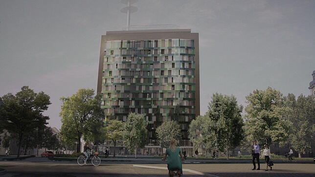 Der Entwurf für das neue Telekom-Hochhaus, in dem es künftig Wohnungen geben soll.