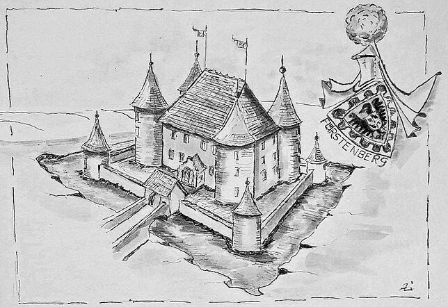 So ungefähr könnte die Entenburg 1471 ausgesehen haben. Zeichnung: Ernst Zimmermann