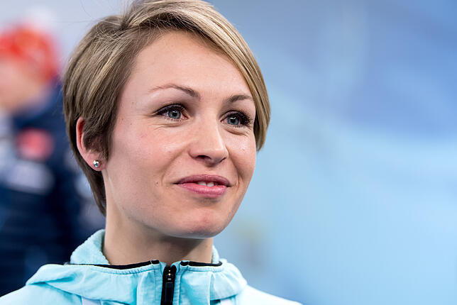 Ex-Sportstars und das Leben nach der Karriere Die ehemalige Biathletin Magdalena Neuner spricht während einer Pressekonferenz in Ruhpolding (Bayern).