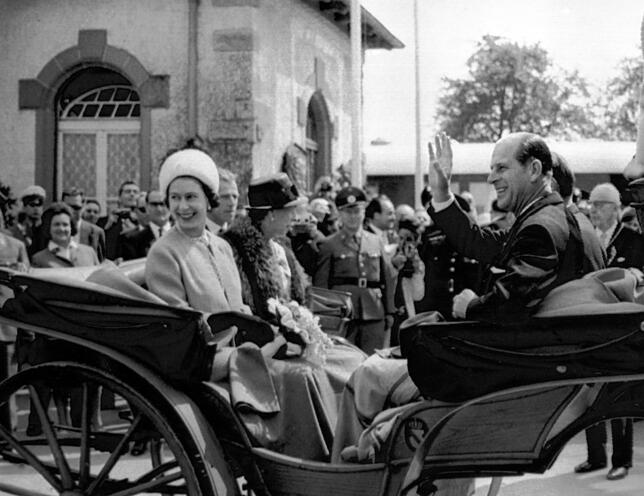 Queen Elizabeth II. in Salem – das war am 22. Mai 1965. Rechts Prinz Max von Baden, neben ihm Prinz Philip, neben der Queen dessen ...