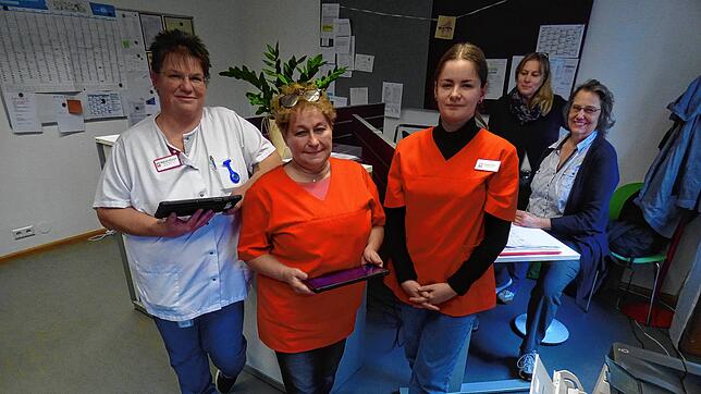 In der Einsatzzentrale der Sozialstation St. Martin in Bad Säckingen (v.l.): Manuela Blümlein, Johanna Pietrosz, Chantal Holler, ...