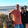 Luis Rondulha mit Tochter Valeria und Sohn David am Atlantik in Portugal am Strand von Figueira da Foz.