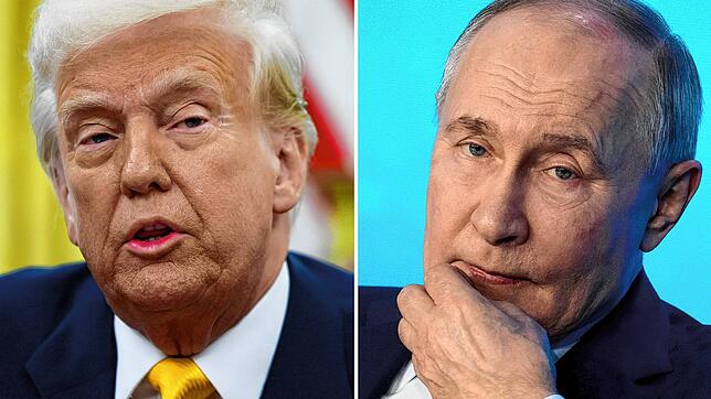 Die Kombo aus Archivbildern zeigt US-Präsident Donald Trump (l) im Oval Office des Weißen Hauses am 07.03.2025 und den russischen ...