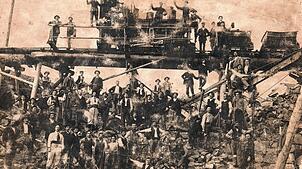 Ein historisches Dokument: Dieses Bild dokumentiert den Bau des Laufwasserkraftwerks in Laufenburg zwischen den Jahren 1909 und 1913.