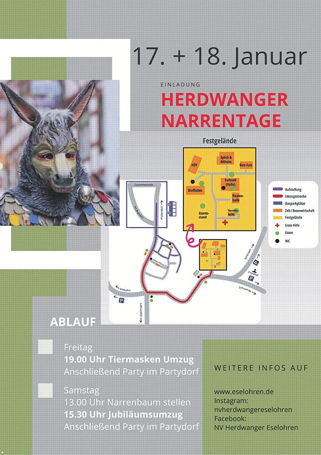 Bild 1: Narrenjubiläum Eselsohren Herdwangen: Großes Narrentreffen an zwei Tagen mit 3800 Hästrägern