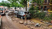 Ehrenamtliche des DRK Kreisverbands Säckingen waren in Bad Neeunahr-Ahrweiler im Einsatz. Das Bild zeigt den Blick aus dem ...
