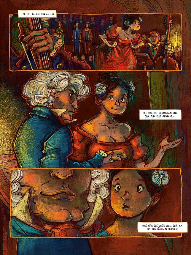 Beethoven (links) mit der Sängerin Henriette Sonntag.