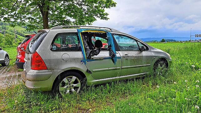 Die Frist ist abgelaufen: Niemand interessiert sich für den silbernen Peugeot mit der fehlenden Fensterscheibe bei Lupfig im Kanton Aargau.