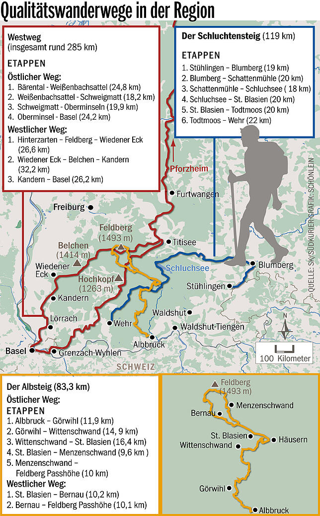 Die Qualitätswanderwege in der Region auf einen Blick.