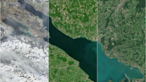 Der Bodensee von ganz oben betrachtet: Im Januar, Mai und August 2024.