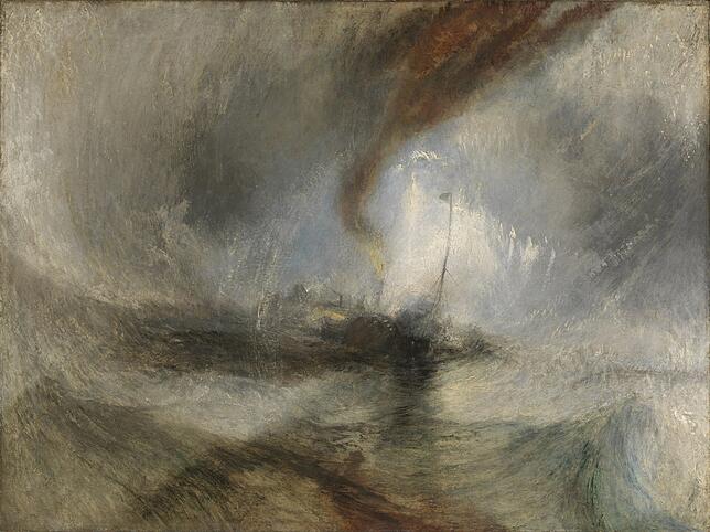 William Turners „Schneesturm mit Dampfschiff vor Hafeneinfahrt“ (91,4 mal 121,9 Zentimeter).