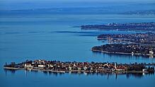 Die Insel Lindau im Bodensee. Ein 25-Jähriger ist vor den Augen seiner Freunde in der Reutiner Bucht untergegangen.