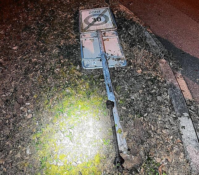 . . . und ein Schild umgemäht.