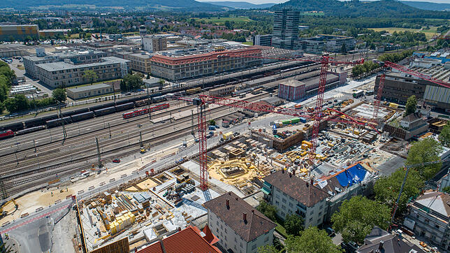Drohnen-Fotograf Andreas Rautter hat wieder einen Blick von oben auf Singens Großbaustelle geworfen.