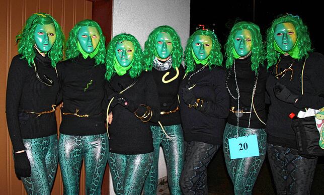 Die Wutach-Schlängle aus Grimmelshofen gewannen den ersten Preis in der Gruppenwertung beim Preismaskenball der Gäli Mölle Grimmelshofen.