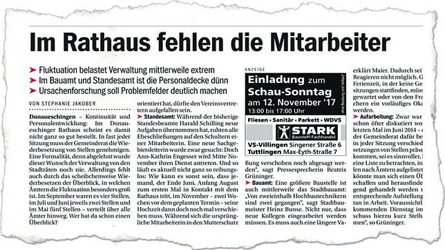 So berichtete der SÜDKURIER am 11. November 2017.