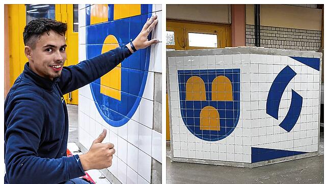 Luca Kühne beim Bundeswettbewerb in Bühl. In einer Zeit von zwölf Stunden muss er das Wappen der Stadt Bühl mit seinen Rundbögen und ...
