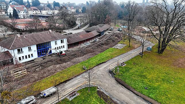Das Friedrichshafener Strandbad wird vom Eingang bis zum Badesteg komplett barrierefrei umgestaltet. Derzeit sind die Bauarbeiten im Gang.