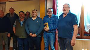Im Bild von links: Peter Baumgartner, Beisitzer aus Lauchringen, Friedrich Römer, stellvertretender Vorsitzender, Beisitzer Theo Gäng ...