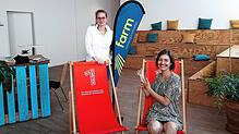 Christina Groll (links) und Stephanie Hofmann (rechts) von Farm Gründung & Innovation würden auch gerne an Hochschul-Teams Räume ...