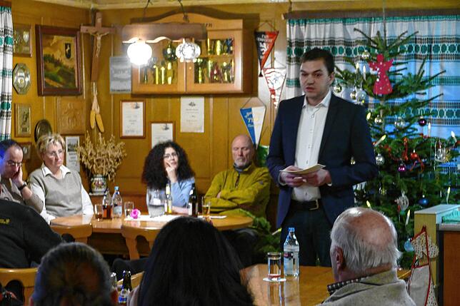Alexander Pfliegensdörfer am 16, Januar bei einem wahlkampfauftritt in Wutach.