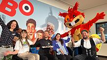 Kerstin Rieger, Managerin Media Relations IBO, Sophia Hoeckle, Klima-Team Landratsamt Bodenseekreis, Ralf Sandner, Chefkoch der Firma ...