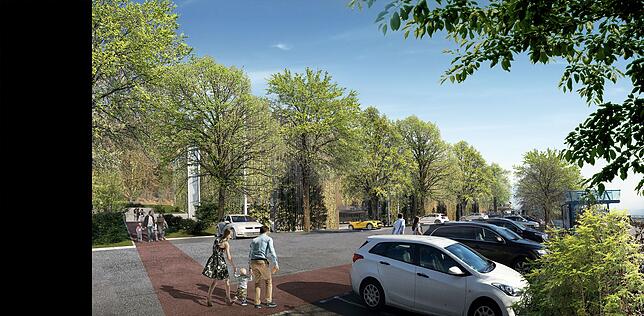 So soll das geplante Parkdeck künftig im Sommer in Erscheinung treten.