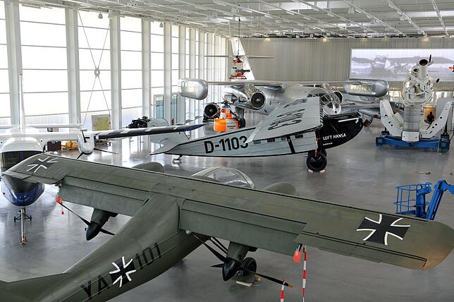 Blick in die Halle des Dornier-Museums in Friedrichshafen. Hier wäre genug Platz, um die Do X in Originalgröße nachzubauen.