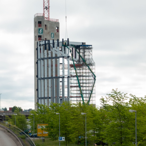 Das Gebäude fürs Asisi-Panorama wächst unaufhaltsam in die Höhe
