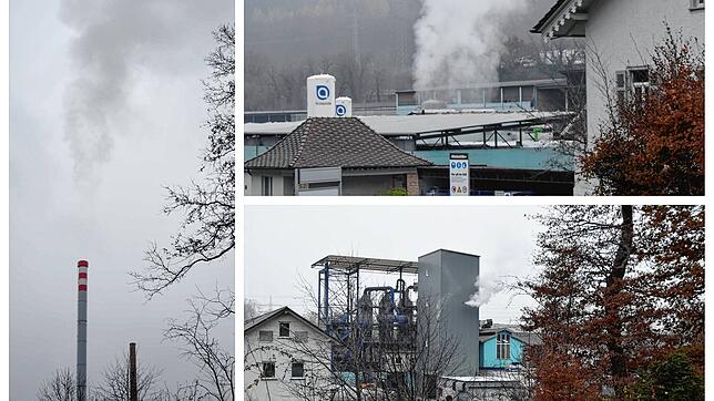 Die Emissionen der Stockach Alu: Laut Geschäftsführer Markus Wild handelt es sich bei den beiden flachen Bildern rechts jeweils um ...