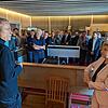 Eine Delegation um Nicole Razavi, Ministerin für Landesentwicklung und Wohnen, beim Besuch der MPS-Studios. Links im Bild Töni Schifer, ...