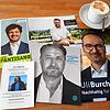 Sie liegen derzeit auf vielen Konstanzer Esstischen: Wahlprospekte der Kandidaten Luigi Pantisano (Linke), Jury Martin und Andreas Matt ...