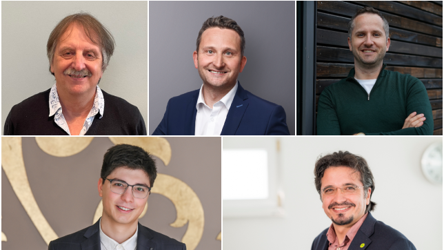 Die Kandidaten für den Wahlkreis Bodensee (von links oben): Andreas Reich (Die Linke), Volker Mayer-Lay (CDU), Ahmad Al Hamidi (Grüne), ...