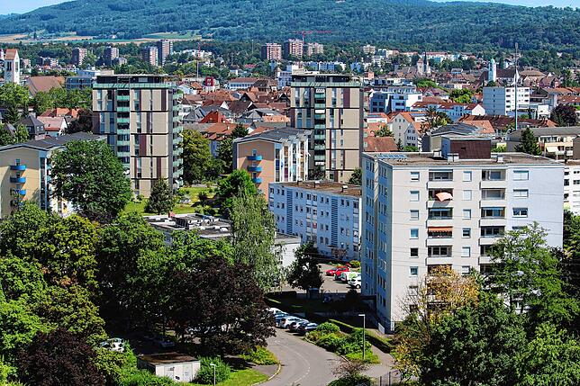 Rheinfelden Baden mit dem Schweizer Schwesternteil im Hintergrund.