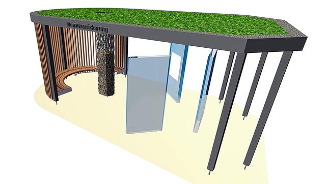 So soll der Infopavillion an der Immendinger Donauversinkung aussehen, wenn er fertig ist. Planskizze: Planstatt Senner