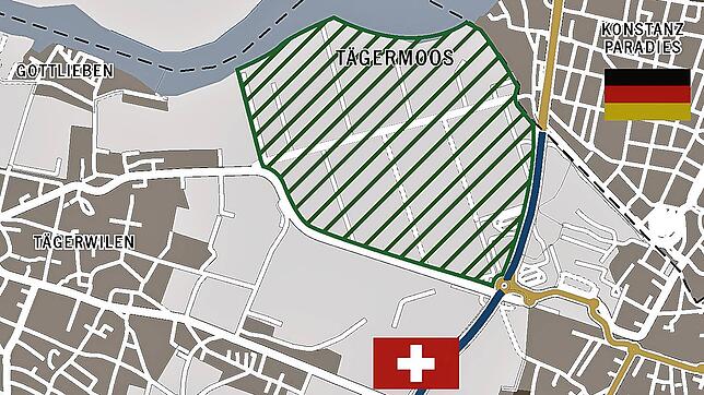 Bild : Tägermoos-Kleingärtner wundern sich über Aussage des Oberbürgermeisters: Sie erhalten vorläufig keinen Passierschein zum Übertritt über die Grenze