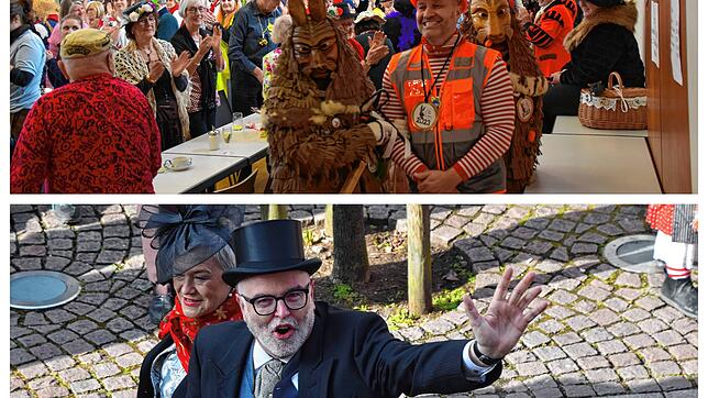 Oben: Die Seehasen führen Matthias Weckbach zu seiner letzten Entmachtung als Bürgermeister. Unten: Rainer Stolz beim letzten ...