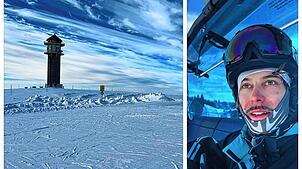 Der schneebedeckte Feldberg lädt zum Skifahren ein.
