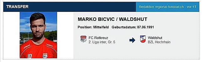Zu früh: Ein regionales Fußballportal meldet beim VfB Waldshut den Wechsel von Marko Bicvic, der aber längst nicht sicher ist.