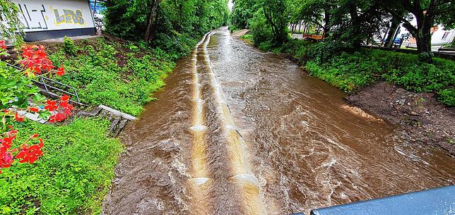 Bild 1: Brigach-Damm hält Wassermassen nicht Stand