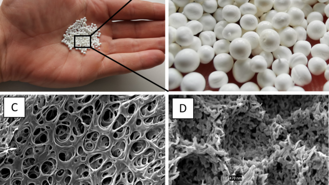 So sehen die kleinen Filterkügelchen aus, die Polymeractive in einem patentierten chemischen Verfahren produziert. Dabei ist keine ...