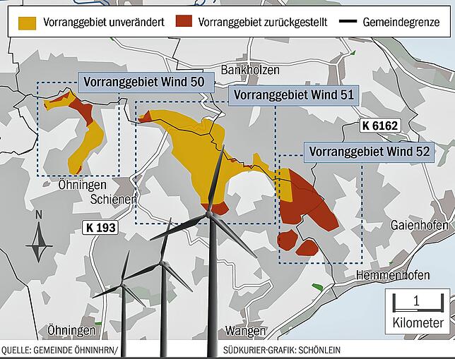 Bild 1: Windräder auf dem Schienerberg Windräder: Gemeinderat will mögliche Flächen reduzieren