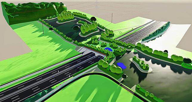 So soll die Grünbrücke nach dem Bau aussehen (Visualisierung).