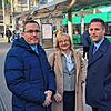 Die CDU-Landestagsabgeordneten Andreas Deuschle (links), Sabine Hartmann-Müller und Manuel Hagel warten vor dem Bahnhof Basel SBB auf ...